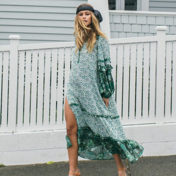 New Bohemian Gypsy Floral Maxi Beach Dress - Picture 4 of 8